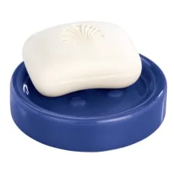 Wenko-Wenselaar GmbH & Co. KG WENKO Polaris Seifenablage, Handseifenschale aus hochwertiger Keramik, Maße (Ø x H): 11,2 x 2,8 cm, Farbe: dunkelblau 19402100