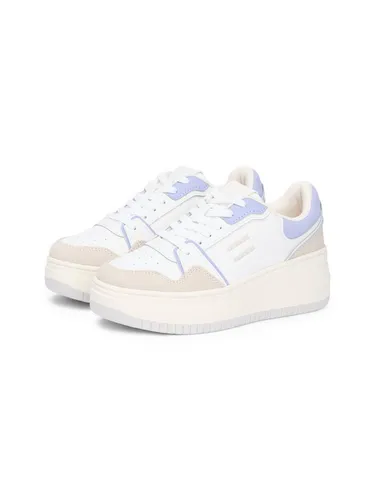 Tommy Jeans TJW RETRO BASKET FLATFORM Plateausneaker, Freizeitschuh, Halbschuh, Schnürschuh mit Kontrastbesätzen