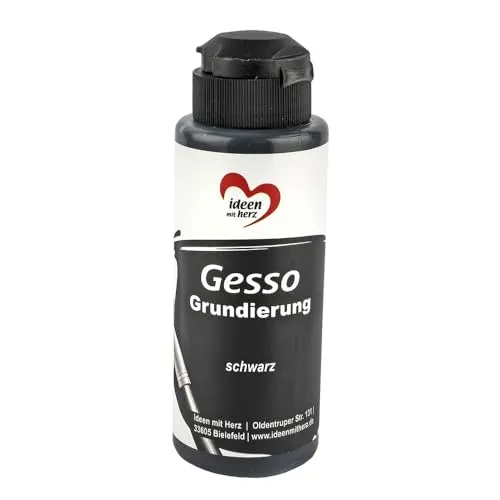 Ideen mit Herz Gesso | Premium-Grundierung für Acryl- & Ölfarben | stark deckend | 120 ml (schwarz)