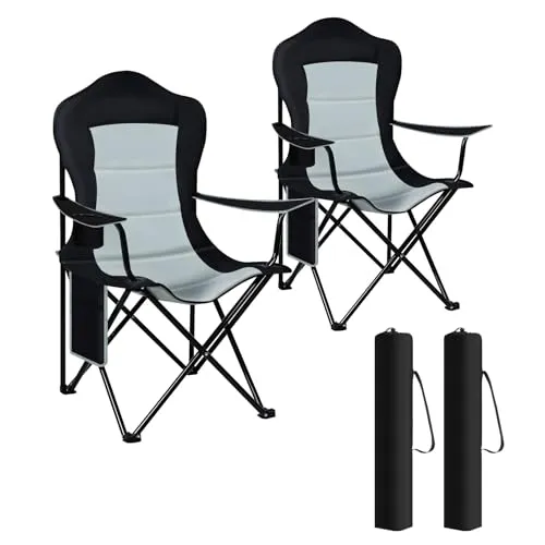 Woltu Campingstuhl Set (2 St), Klappbar mit Getränkehalter - Praktisches Campingstuhl-Set für unterwegs, leicht und kompakt. Mit verstellbarer Rückenlehne und Getränkehalter, ideal für entspannte Stunden im Freien.