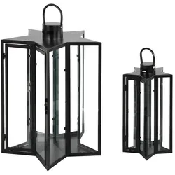 Laternen Set Gartenlaterne Windlicht Metall Schwarz 2er Set - 2-teiliges Laternen-Set in Sternform, ideal für stimmungsvolle Beleuchtung im Innen- und Außenbereich, pulverbeschichtet für Langlebigkeit.