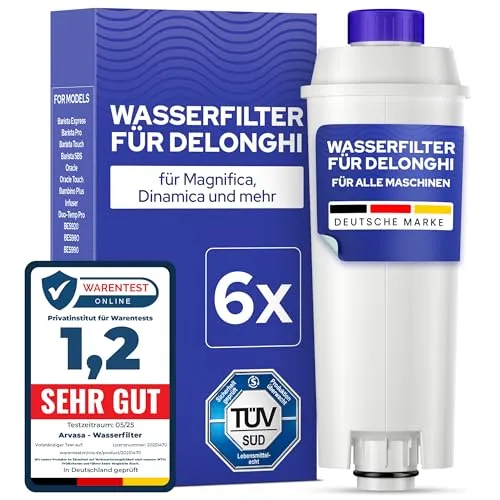MILUX® 6x Wasserfilter für DeLonghi Magnifica S & Evo, Dinamica, Primadonna, Eletta Explore - passend für alle DeLonghi Maschinen