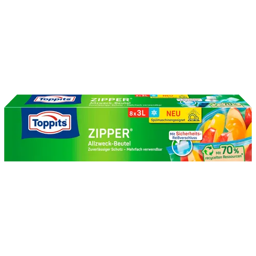 Toppits 8 Gefrierbeutel ZIPPER 3,0 l
