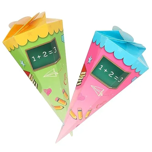 com-four® 2X Schultüte 30cm, Geschwisterschultüten aus Pappe, Faltbare Zuckertüte für die Einschulung zum Schulanfang, Geschenkverpackung für Schulanfänger