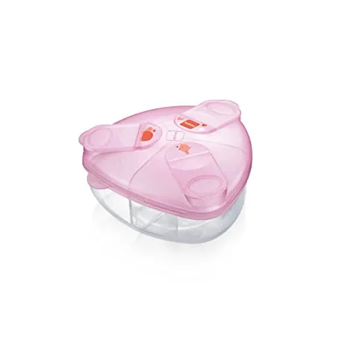 MAM Milchpulverspender, Milchpulver Box zum einfachen Befüllen von Babyflaschen, Milchpulverportionierer fasst bis zu 3 Portionen, 0+ Monate, Schildkröte/Vogel