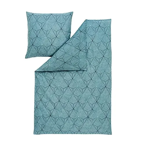ESTELLA Feinflanell Bettwäsche Cuneo Petrol 135x200 cm in petrol von ESTELLA