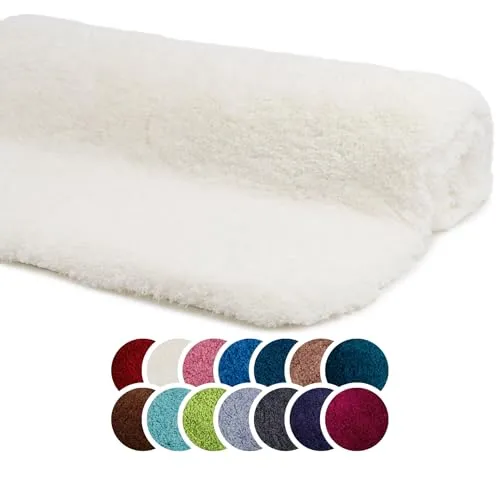 liebling Superior Badteppich mit Anti-Rutsch-Beschichtung, 100% Polyester (Mikrofaser), 70 x 120 cm, 30 Grad waschbar, Fußbodenheizung geeignet, Farbe: Creme