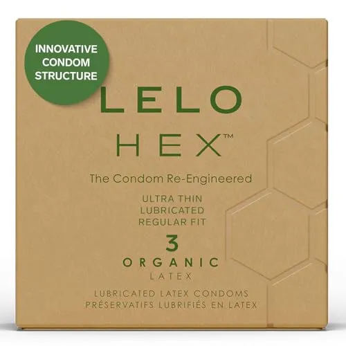 LELO HEX Organic Kondome aus ökologisch erzeugtem Naturlatex und angereichert mit L-Arginin, Kondome Männer Länger Sex (3-Packung)