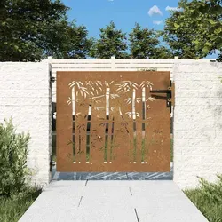 vidaXL Gartentor 85x75 cm Cortenstahl im Bambus-Design - Gartentor aus langlebigem Cortenstahl mit einzigartigem lasergeschnittenem Design, ideal für einen eleganten und wartungsarmen Zugang zu deinem Garten oder Terrasse.