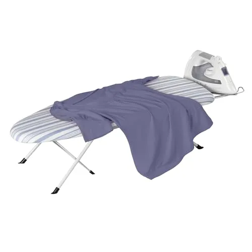 Honey-Can-Do Bügelbrett mit Bügeleisenablage, zusammenklappbar, BRD-09222, Blau, 81,3 x 30,5 cm (L x B)