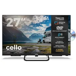 Cello 27'' Smart Tizen OS Camping LED TV mit DVD Player – ideal für Wohnmobile und Reisen