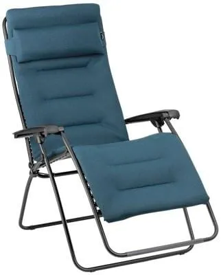 Lafuma RSX Clip AC Zero Gravity Relaxliege XL - Blau - Liegen: Komfortable Zero Gravity Relaxliege mit Metallrahmen und blauem Kissen für ultimativen Entspannungskomfort im Garten oder auf der Terrasse.