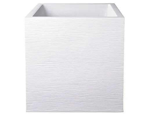 Ondis24 Pflanzkübel Blumenkübel Blumentopf Vulkan 40 mit Wasserspeicher Winterfest (Weiß Graphit)