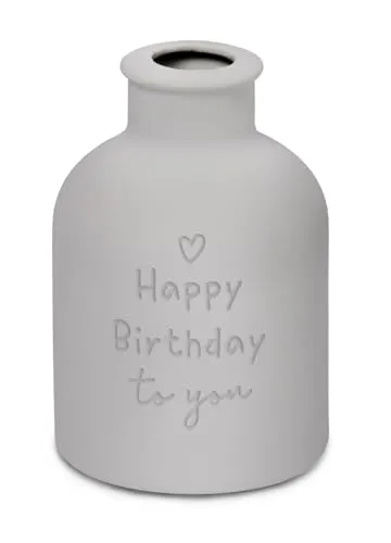 Grafik Werkstatt | Vase Happy Birthday, Grau, klein