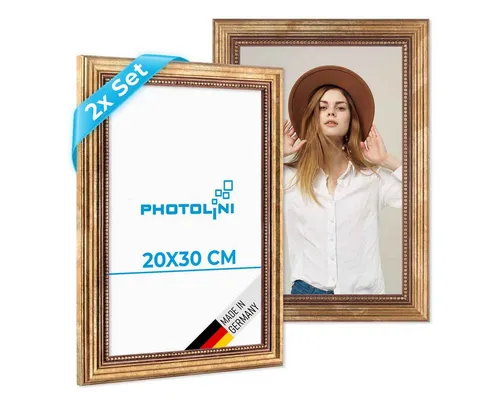 PHOTOLINI Bilderrahmen 2er Set Massivholz-Rahmen im edlen Barock-Design