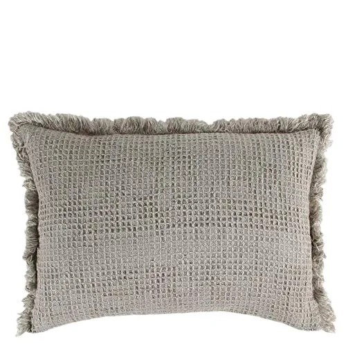 Honeybee -Kissenbezug – weiche Kissenhülle aus Leinen – einfarbig gewebt – mit Fransen aus Naturmaterialien – 40x60 cm – 090 clay – von ’zoeppritz since 1828’