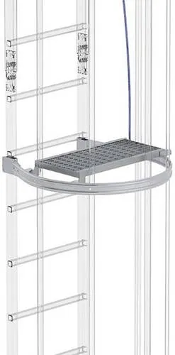 MUNK Zwischenplattform klappbar Stahl verz - Plattform für Steigleitern, klappbar und platzsparend, ideal als Ruhepodest, mit zusätzlichem Bügel für sichere Befestigung.