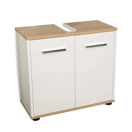 BadeDu ARC Waschbeckenunterschrank 60 cm - Moderner Badmöbel - Schränke & Wandschränke, eleganter Waschtischunterschrank mit 2 Türen, ideal für Ihr Badezimmer, bietet praktischen Stauraum und modernes Design.