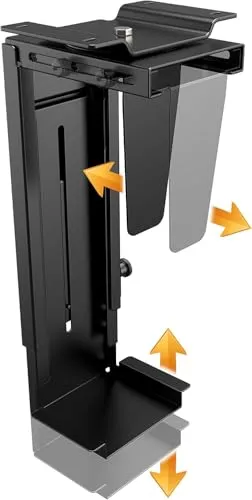 RICOO Computer PC Halterung unter Schreibtisch - Monitorzubehör mit 360-Grad Drehfunktion, platzsparend und höhenverstellbar für bis zu 10 kg, ideal für Home Office und Gaming-PCs.