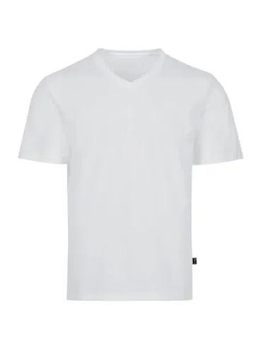 TRIGEMA V-Shirt DELUXE Baumwolle für Herren, Größe M, weiß - Herren-Shirts in 100% Baumwolle, bequemes Kurzarm T-Shirt mit sportlichem V-Ausschnitt, pflegeleicht und ideal zum Kombinieren, auch in Plus Sizes erhältlich.