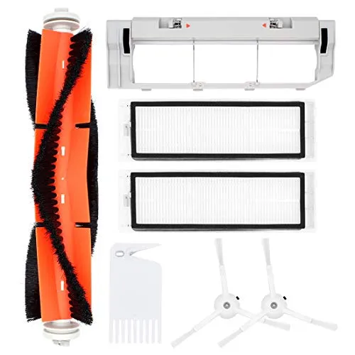 DingGreat Zubehör für Xiaomi Saugroboter, Ersatzteile für Xiaomi Roborock S55 S50 S51Saugroboter, 1 Hauptbürste + 2 Seitenbürste + 2 Filters + 1 Hauptbürstenabdeckung + 1 Reinigungsbürste