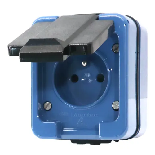 Merten 289378 Steckdose mit Schutzkontaktstift - Steckdose mit erhöhtem Berührungsschutz und herausnehmbarem Sockel. Ideal für die Aufputz-Montage, sicher und zuverlässig nach VDE 0620 Teil 1.