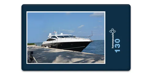 hansepuzzle 17950 - Motor-Yacht Puzzle, 130 Teile, Reisen, 28,7 x 20,0cm mit hochwertiger Aufbewahrung, Kartonbox und wiederverschließbarem Beutel