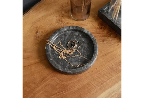 wohnfreuden Dekoschale Marmor Untersetzer 13 cm anthrazit rund, 32986