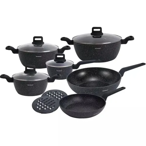 12-Teiliges Marmoriertes Antihaft-Kochgeschirr und Bratpfannenset KB-7675