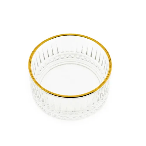 Elisa 6 Tlg. Glasschalen-Set Goldumrandung 300 ml mit Riffle Design