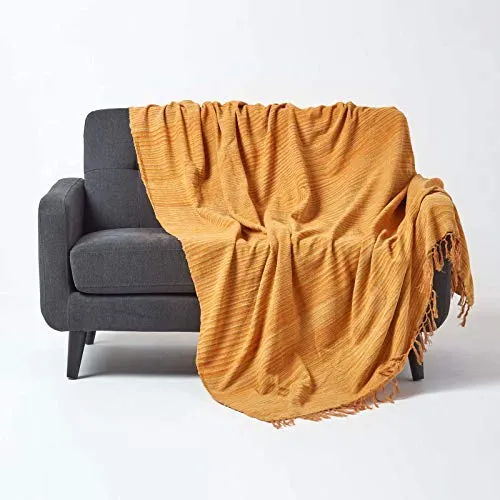 Homescapes Chenille-Tagesdecke, rost-orange
