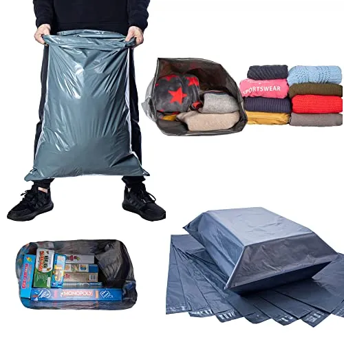 Calzette 10x Große Brieftasche aus Kunststoff 43 cm x 60 cm - Versandtaschen für Versand und Verpackung mit Haftklebung - Robuste graue Briefumschläge