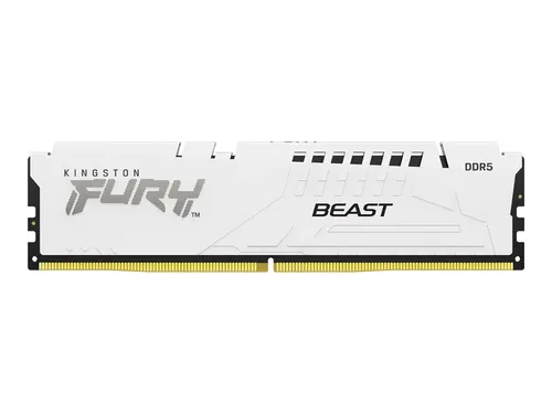 Kingston FURY Beast Weiß DDR5 16GB 6000MT/s CL30 - Arbeitsspeicher für Gaming mit On-Die ECC für verbesserte Stabilität und Dual-32Bit-Subkanälen für höhere Effizienz, ideal für extreme Gaming- und Streaming-Erlebnisse.