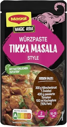 MAGGI Food Travel Tikka Masala Würzpaste 65g - Kräuter und Gewürze für authentisches Hähnchen Tikka Masala, einfach zuzubereiten mit natürlichen Zutaten und ohne Konservierungsstoffe.