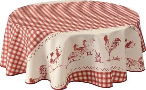 Le linge de Jules Tischdecke, schmutzabweisend, fest, rot, rund, 160 cm