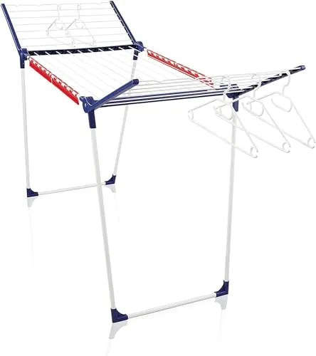 Leifheit Standtrockner Pegasus 200 Solid mit 20m Trockenlänge für 2 Wäscheladungen, Flügelwäschetrockner für Lange Wäsche mit 4 Kleinteilehaltern, Kleiderbügelstangen und 5 Bügeln [Amazon Exclusive]