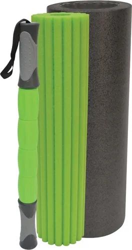 SCHILDKRÖT 3in1 Faszien- und Massagerolle schwarz/grün - Faszienrollen für effektive Muskelentspannung und Regeneration, vielseitig einsetzbar für Zuhause und im Fitnessstudio.