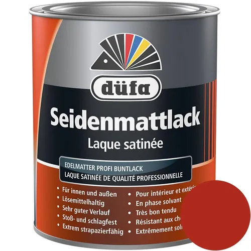 Düfa Seidenmattlack RAL 3000 Feuerrot 750 ml - Seidenmattlack in feurigem Rot, ideal für kreative Projekte und langlebige Oberflächen. Perfekt für Innen- und Außenanwendungen.