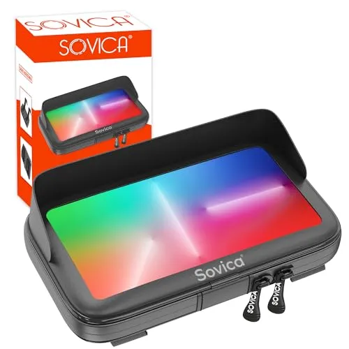 Sovica Handyhalterung Motorrad Fahrrad wasserdicht handyhülle mit Blendschutzvisier Universal kompatibel mit Smartphones bis zu 7,6