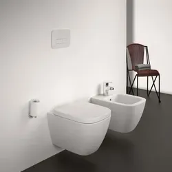 Ideal Standard i.life S Wandtiefspül-WC T459201 - Wandtiefspül-WC aus Kristallporzellan mit spülrandloser RimLS+ Technologie, ideal für moderne Bäder und einfache Reinigung.