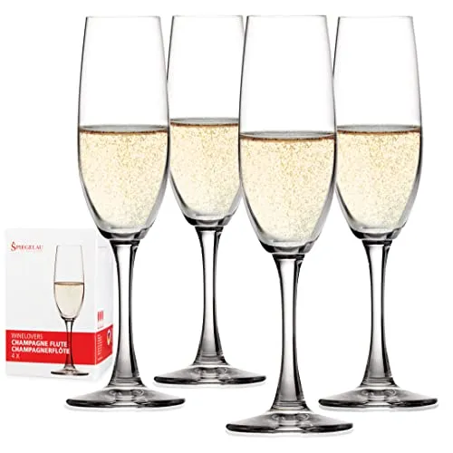 Spiegelau Champagner Gläser 190 ml, 4 Stück, Winelovers, 4090187, Champagnerflöten aus Kristallglas, Sektgläser spülmaschinenfest