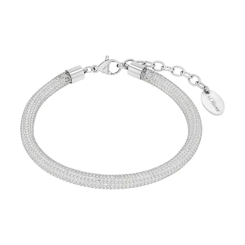 s.Oliver Edelstahl Armband mit Zirkonia für Damen - Elegantes Armband aus Edelstahl, verziert mit Zirkonia-Steinen, längenverstellbar (17+3 cm) und ideal als Geschenk in einer schönen Schmuckbox.