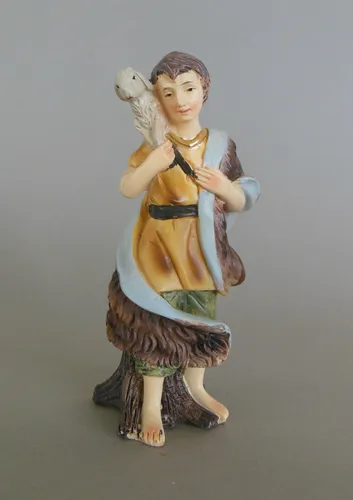 Schafhirte Hirte mit Schulterschaf für Krippenfiguren Größe 11 cm
