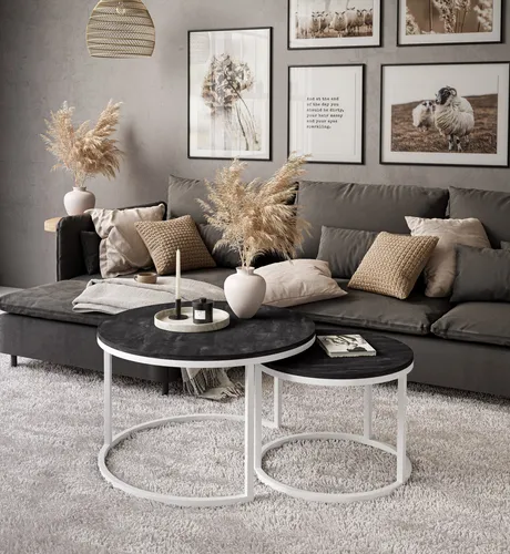 Lookway Couchtisch Ciri, Rund, Weiß, 70x48x70 cm, Modernes Design für Ihr Wohnzimmer