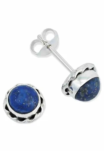 Ohrstecker 925 Silber Lapis Lazuli blauer Stein Edelstein Ohrringe echt Silber Damen Sterling Silber Stecker Geschenk(MOS-024-06)