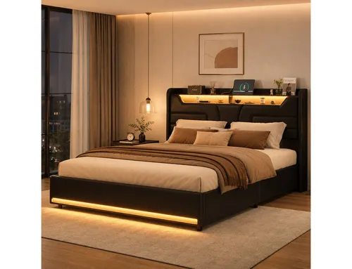 Parafta Home Vitrinenschrank Schwarz mit LED-Beleuchtung