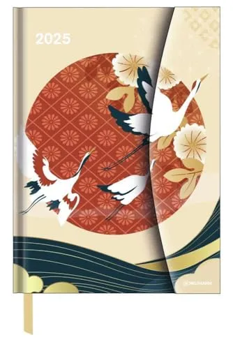 N NEUMANNVERLAGE - Japanese Papers 2025 Diary, 16x22cm, Taschenkalender mit Magnetverschluss und Lesebändchen, Tasche für Visitenkarte, Jahres- und Monatsübersicht und internationales Kalendarium