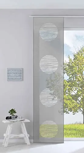 Gardinenbox Moderner Flächenvorhang Raumtrenner Schiebegardine »Kreis« HxB 245x60 cm Grau aus hochwertigem Ausbrenner-Stoff mit Paneelwagen Beschwerungsstange, 85612