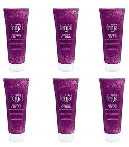 6x miss fenjal Bodylotion Verwöhn Lotion Touch of Purple Duft von Orangenblüte & Jasmin für normale Haut,Die Hautverträglichkeit ist dermatologisch bestätigt,200ml (6er Pack)