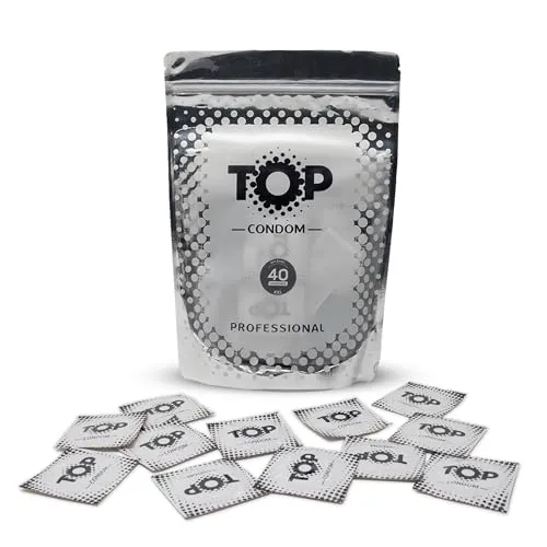 TOP Kondome 40 Stück Packung, XXL, natürlich und gefühlsecht, aus Latex, mit Reservoir, Durchmesser 53 mm, für Männer